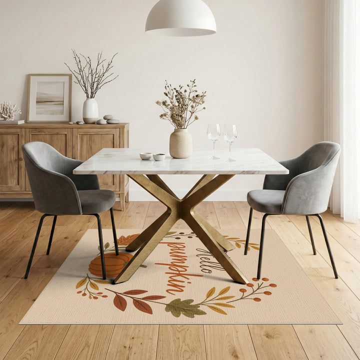 Hello Pumpkin Autumn Wreath Area Rug