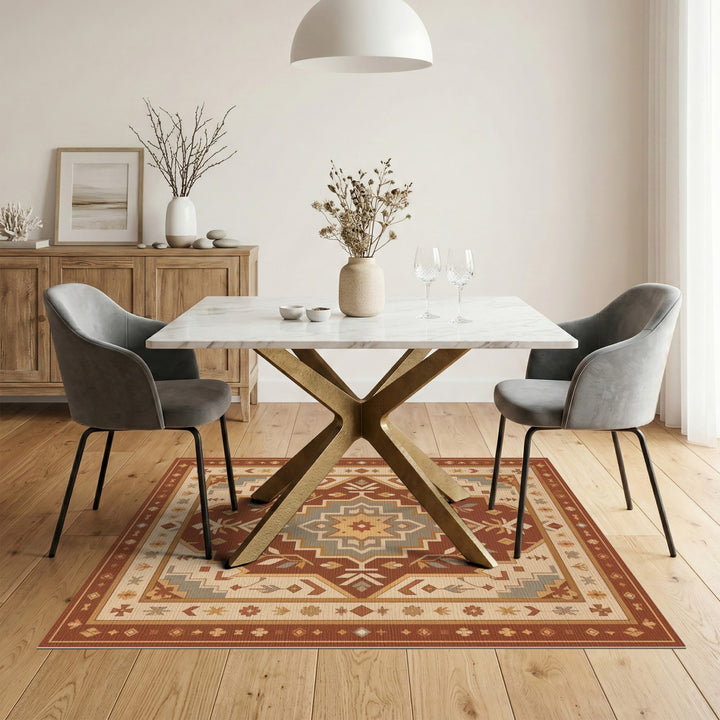Red Southwestern Medallion Area Rug