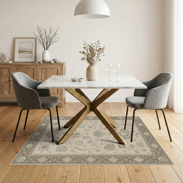 Beige Floral Vintage Area Rug
