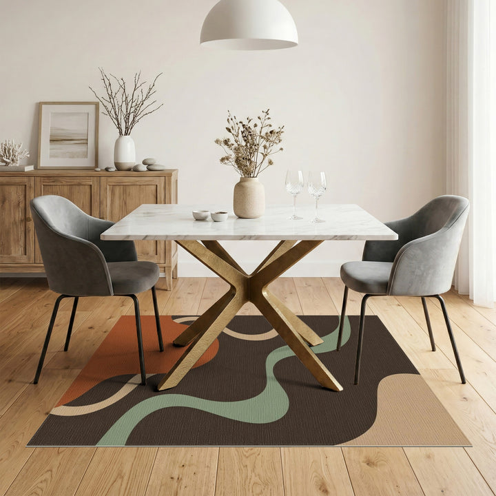 Abstract Area Abstract Wave Brown Area Rug