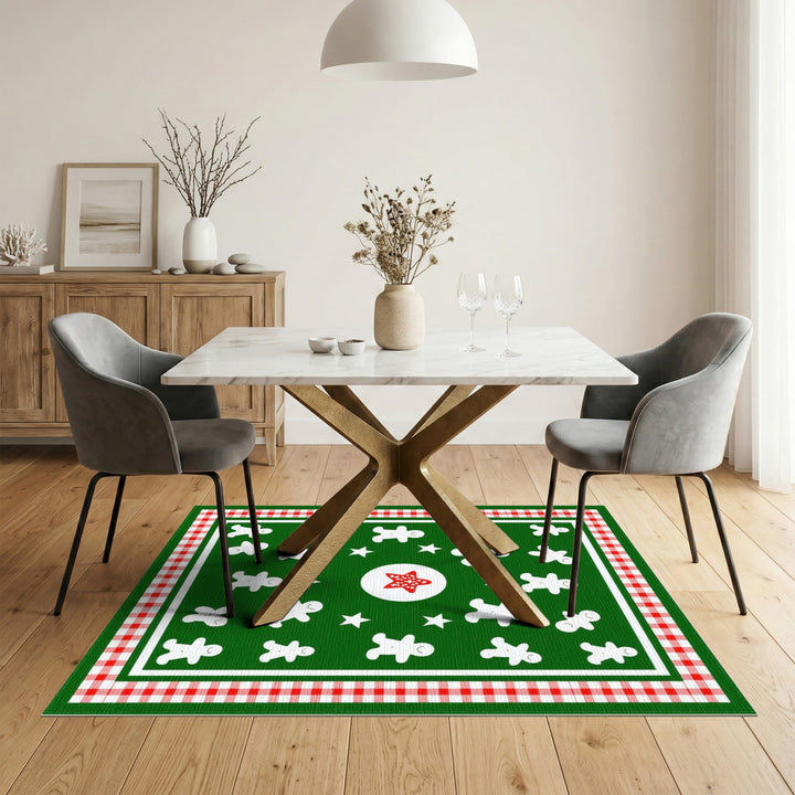 Green Gingerbread Men Kids Area Rug