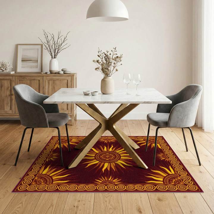 Red Southwestern Sunburst Area Rug