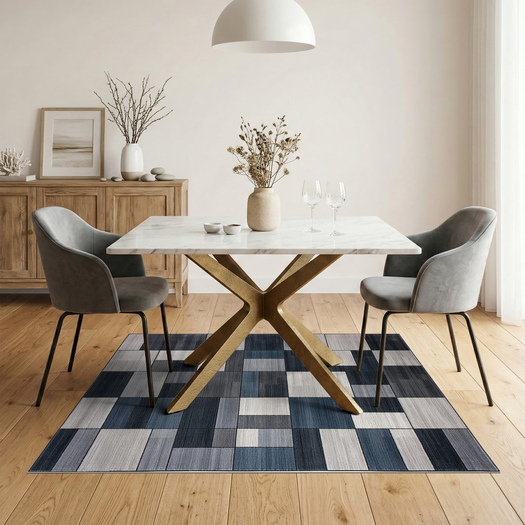 ODIKA Grey Geometric Area Rug