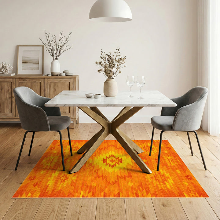 Orange Vivid Orange Southwestern Area Rug