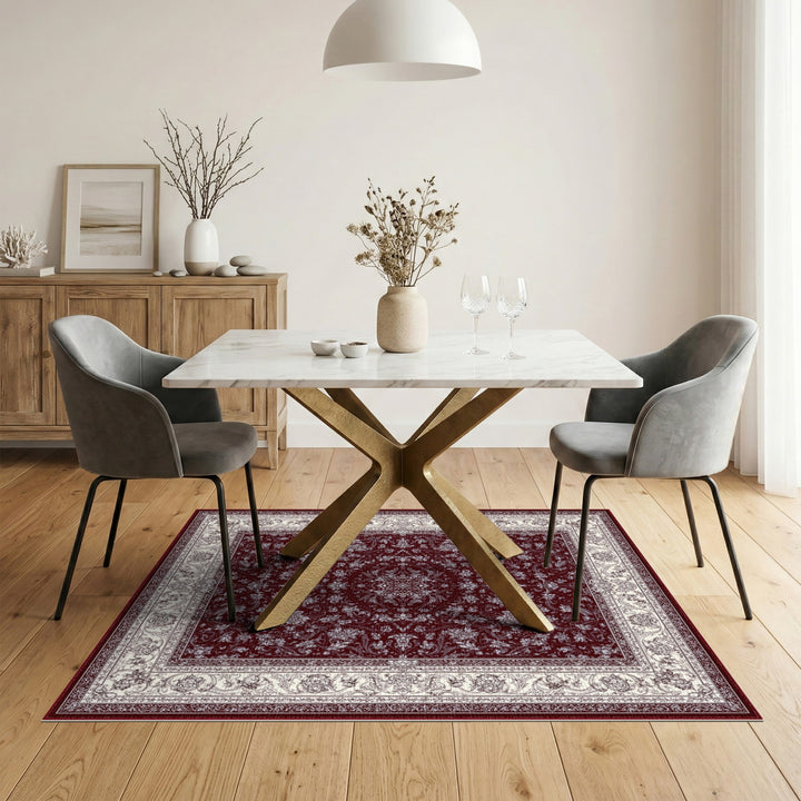 Burgundy Red Floral Persian Area Rug
