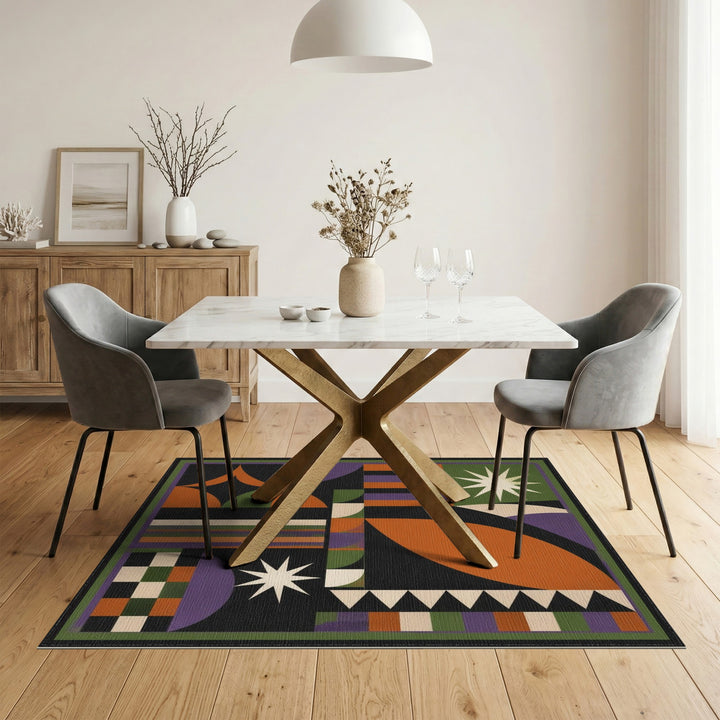 Vivid Geometric Starburst Area Rug