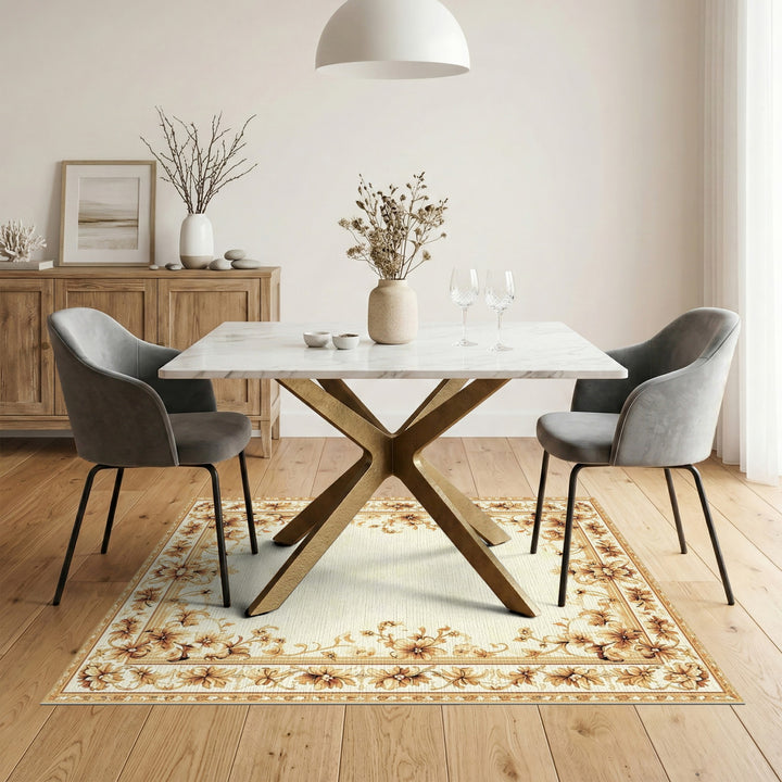 Beige Floral Vintage Area Rug