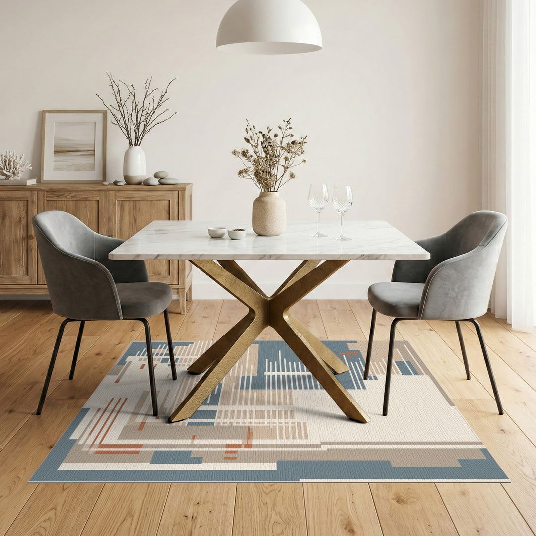 Abstract Geometric Modern Abstract Geometric Beige Area Rug