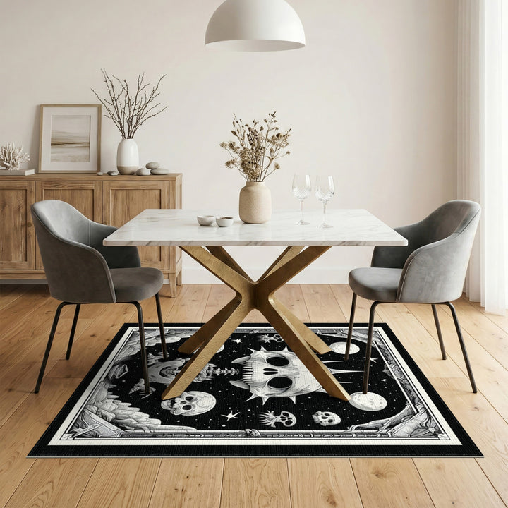 Spiked Skull Skeleton Area Rug