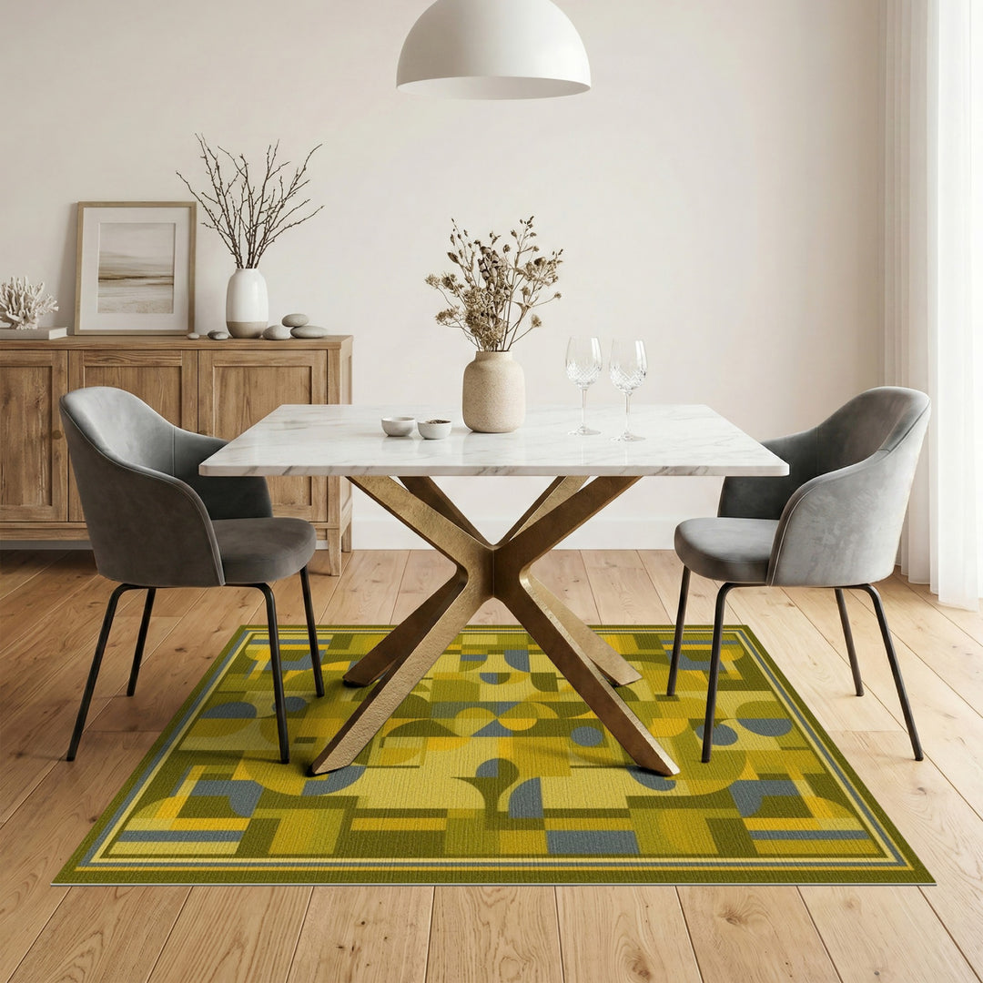 Green Geometric Area Rug