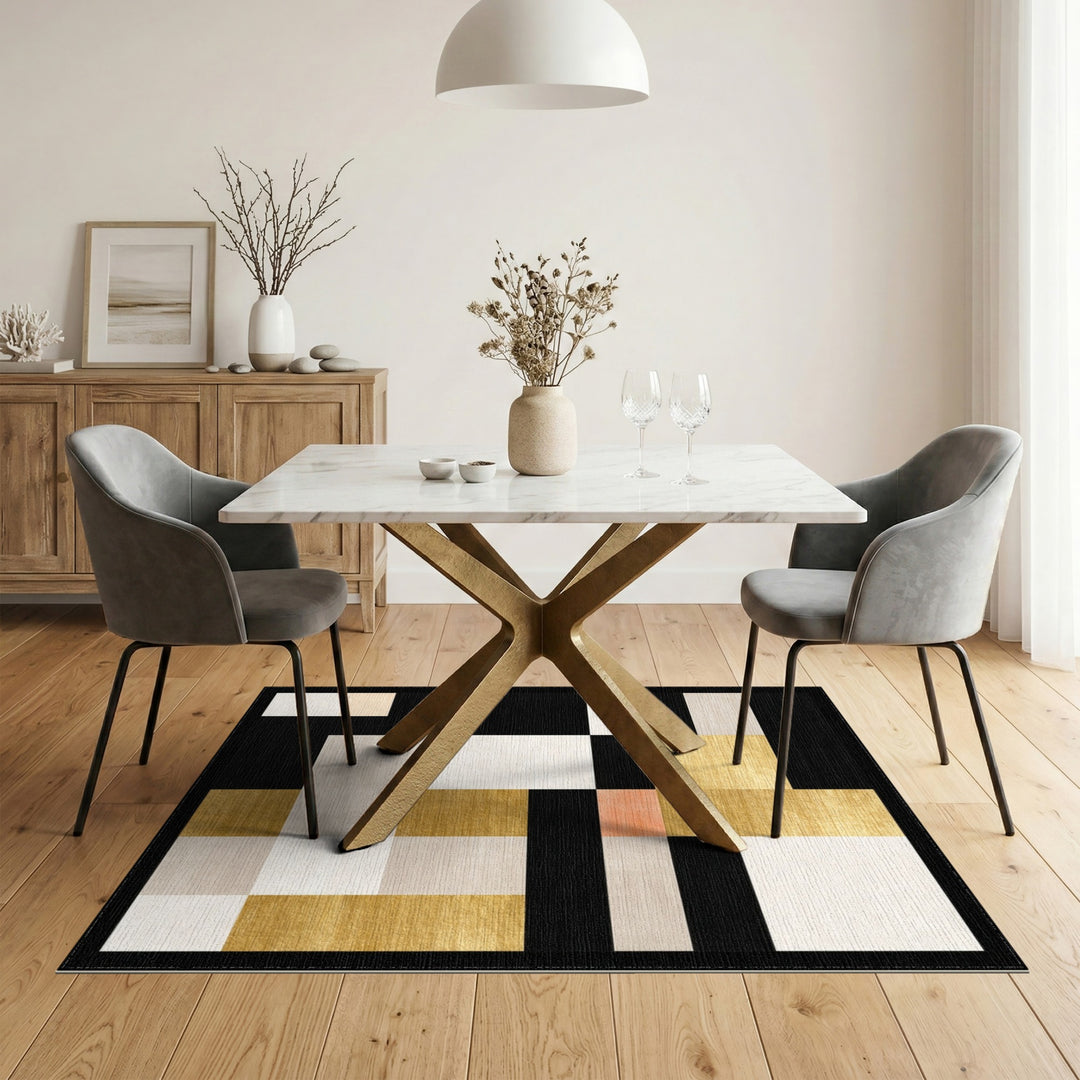Multi-color and Patterns Modern Geometric Black Gold Area Rug