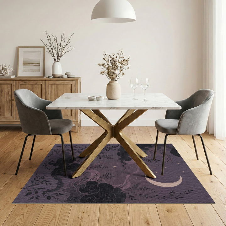 Mystic Purple Moonlit Vine Area Rug
