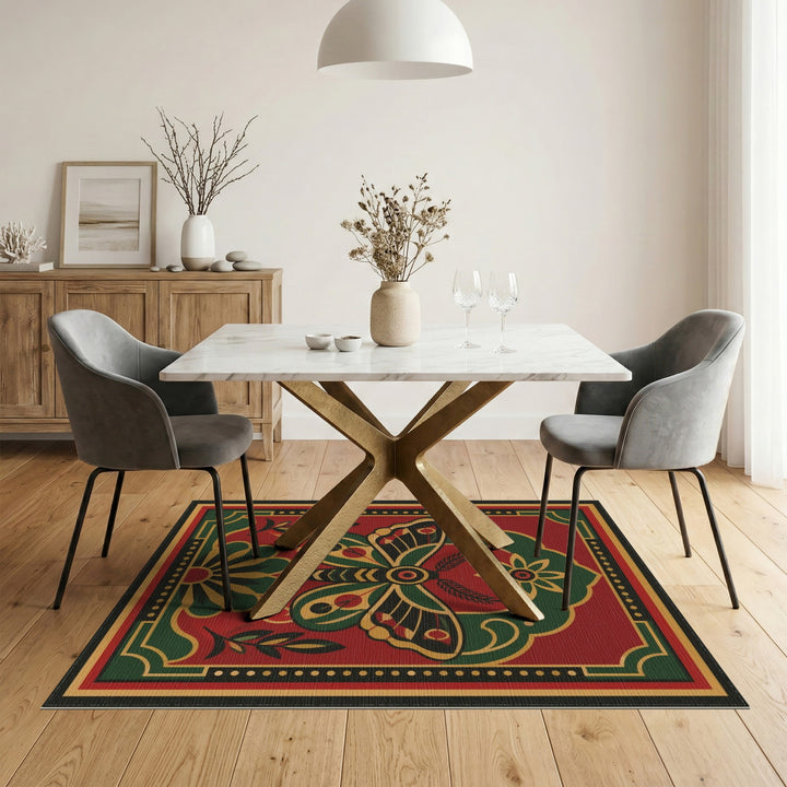 Heritage Moth Red Area Rug