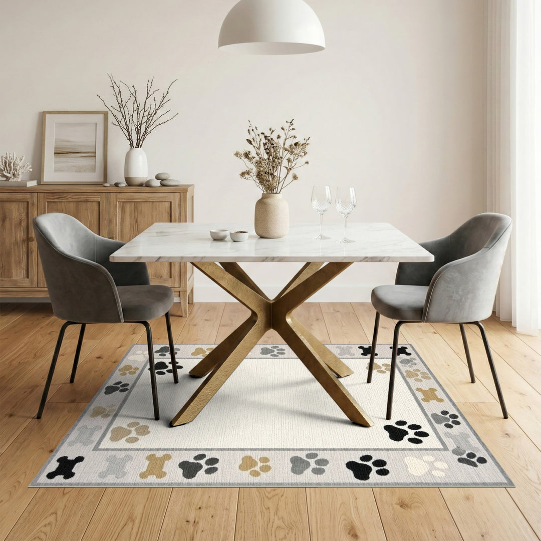 Kids Paw Print Bone Area Rug