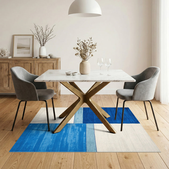 Geometric Modern Blue Geometric Block Area Rug