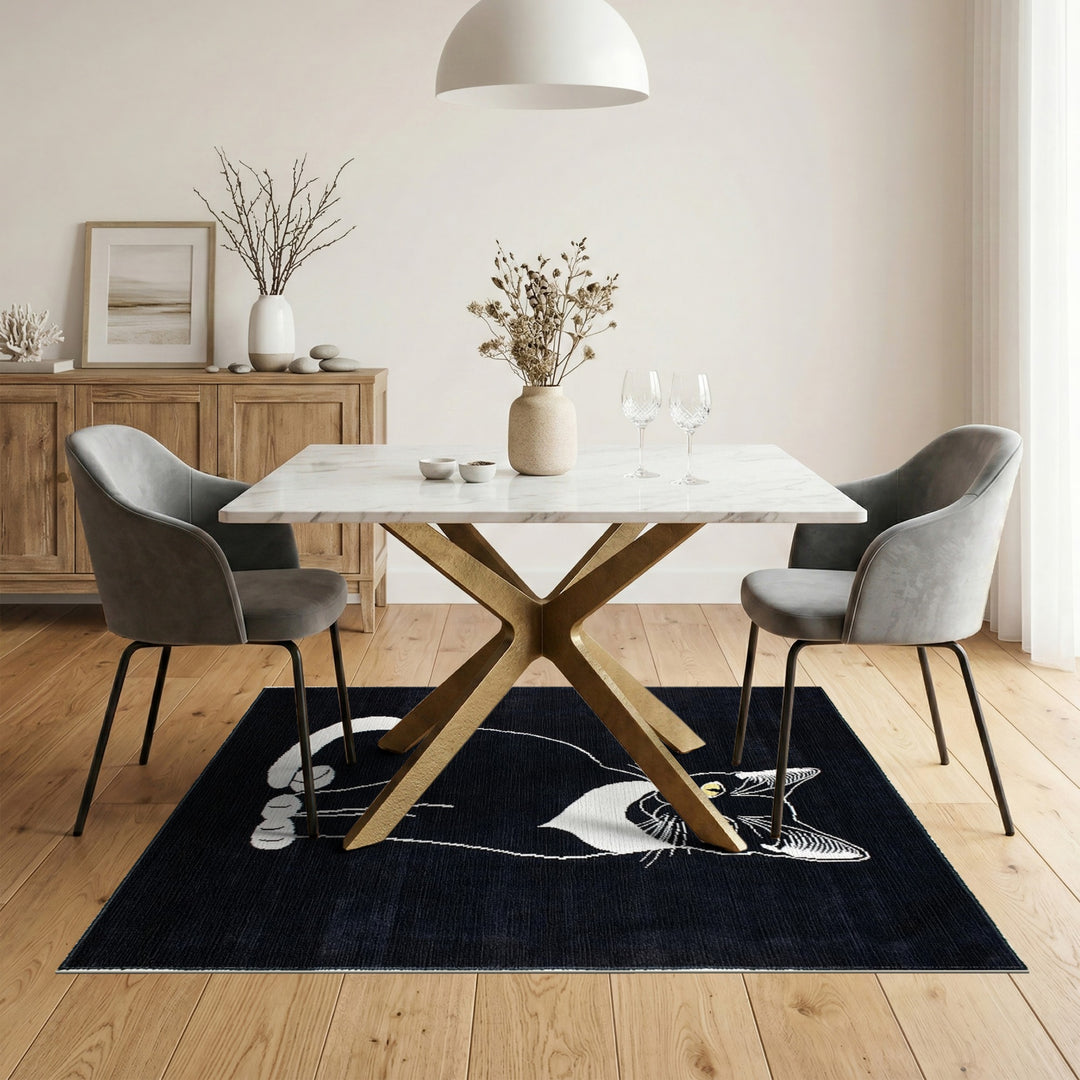 Black and White Cat Area Rug