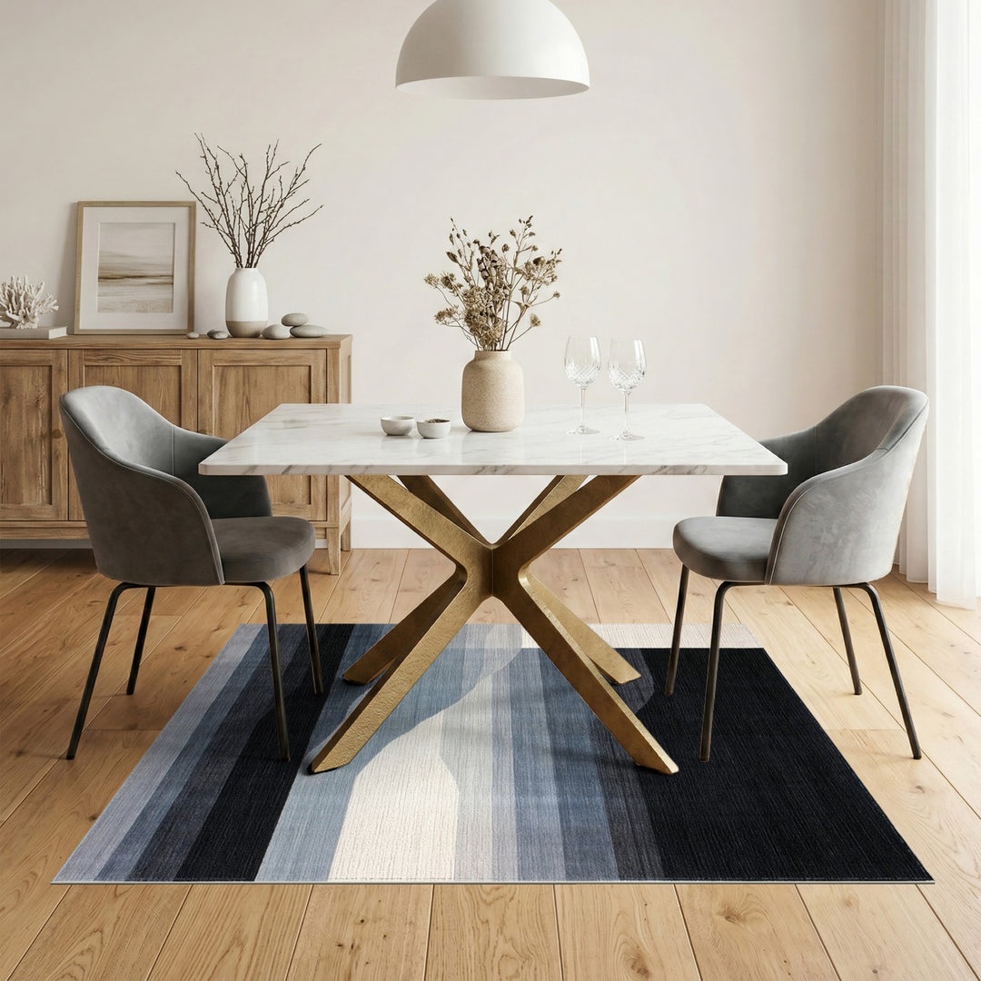 Abstract Black White Wave Abstract Area Rug