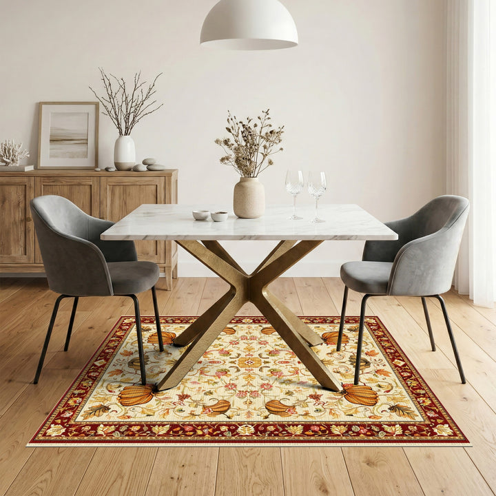 Multi-color and Patterns Autumn Pumpkin Floral Area Rug