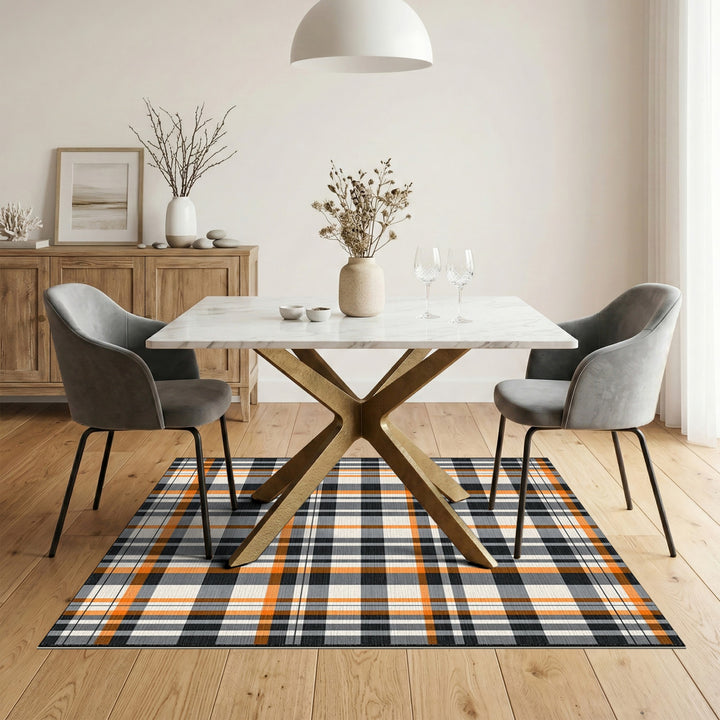 Multi-color and Patterns Orange Plaid Geometric Area Rug