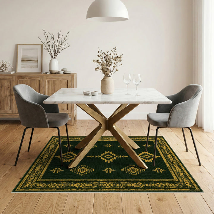 ODIKA Green Gold Tribal Area Rug