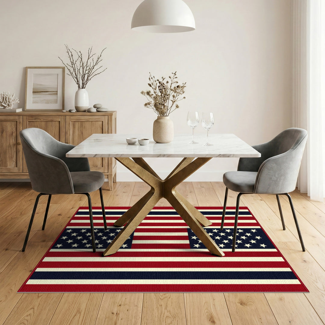Patriotic Multi-color and Patterns Patriotic Stars and Stripes Area Rug