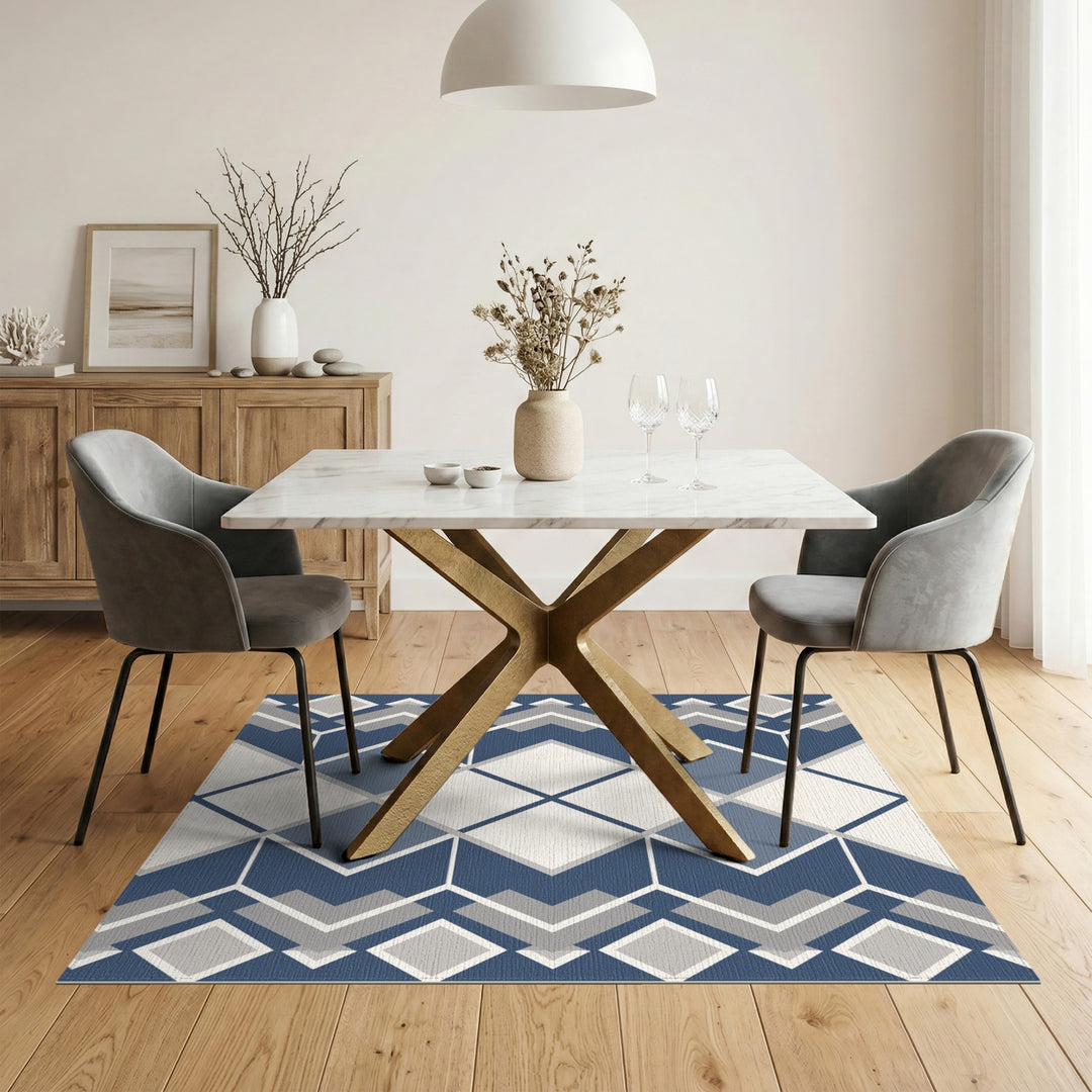 Geometric Modern Blue Geometric Diamond Area Rug