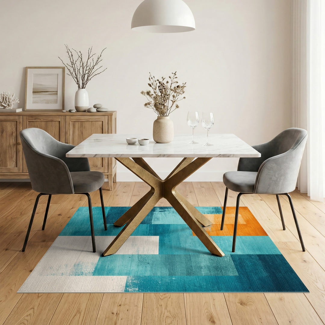 Geometric Modern Blue and Teal Modern Geometric Blue Teal Area Rug