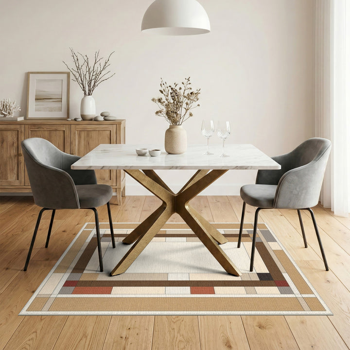 ODIKA Geometric Brown Tan Area Rug