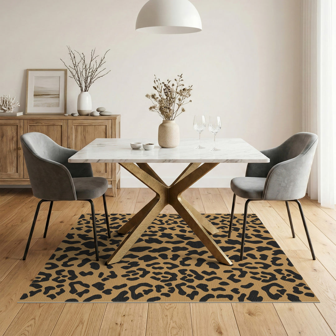 Brown and Tan Brown Leopard Print Washable Area Rug