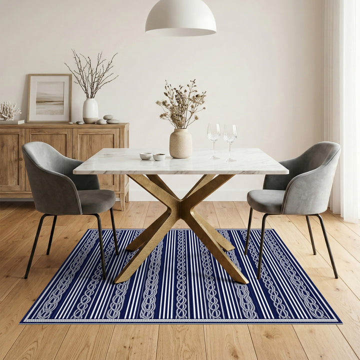 Navy Rope Knot Coastal Area Rug