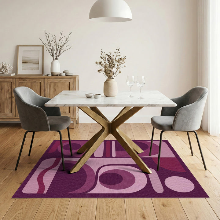 Abstract Purple Geometric Area Rug