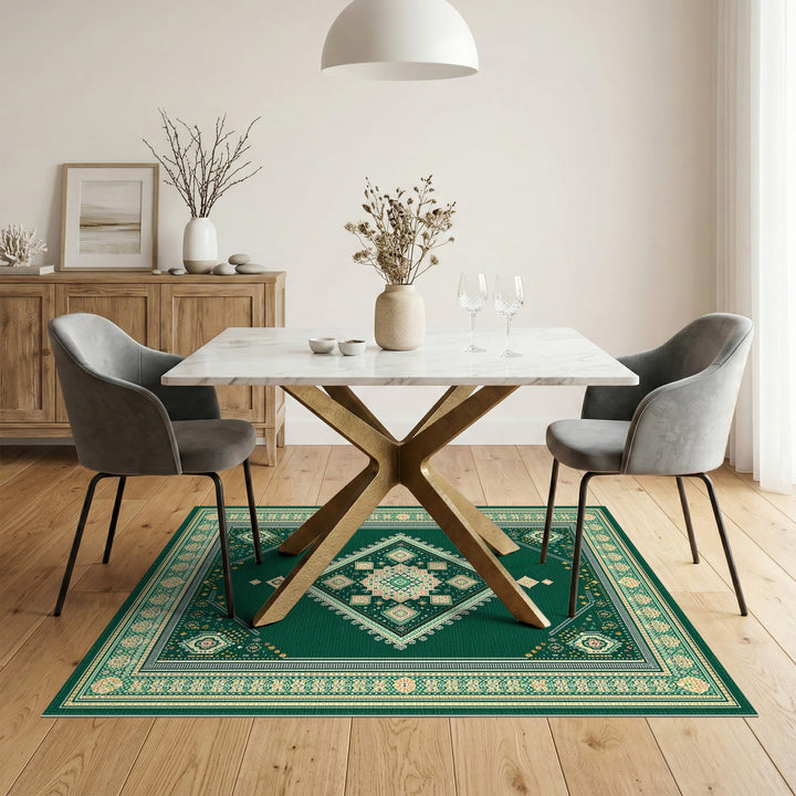 Green Diamond Medallion Area Rug
