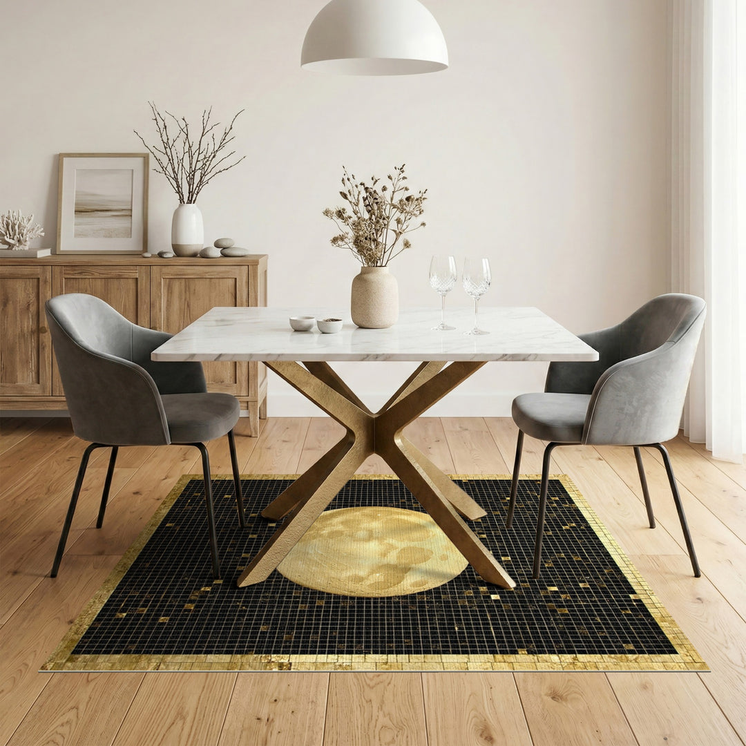 Full Moon Gold Mosaic Area Rug
