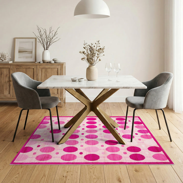 Pink Geometric Oval Area Rug