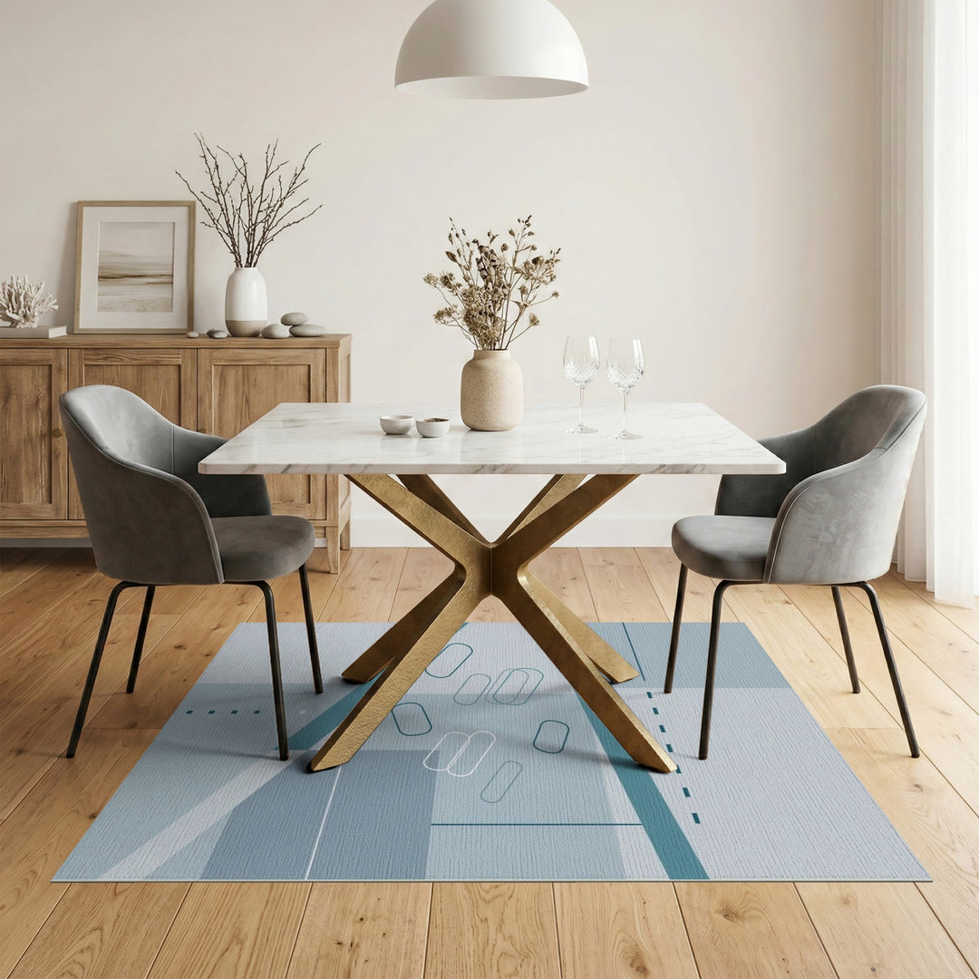 Modern Geometric Teal Area Rug