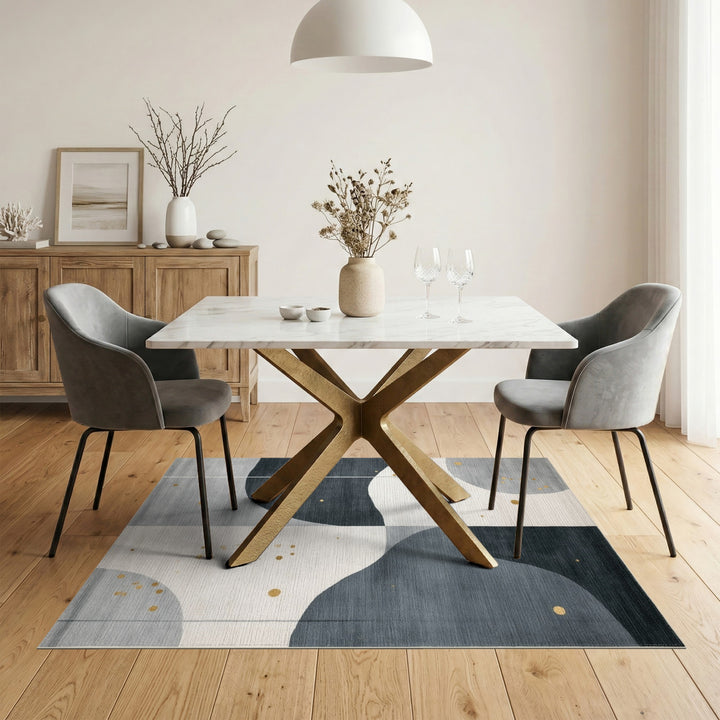 Grey Abstract Wave Area Rug