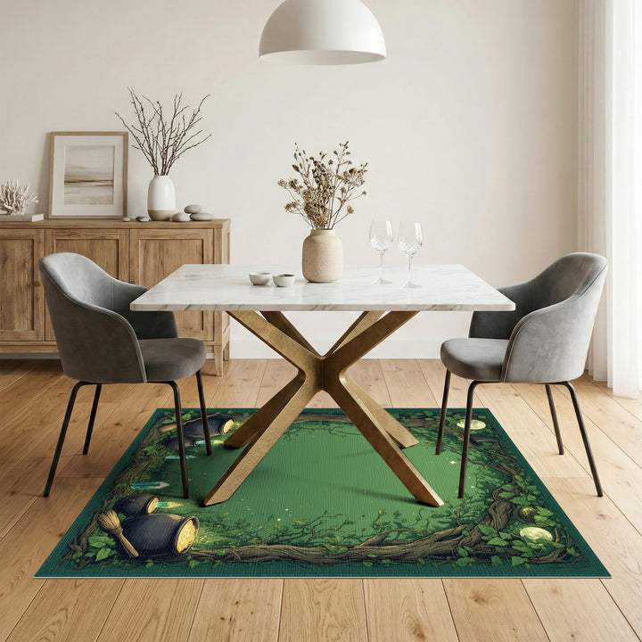 Enchanted Green Witchy Forest Area Rug