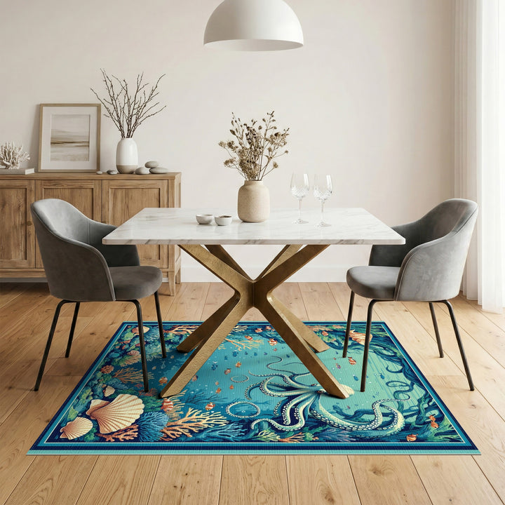 Octopus Reef Washable Area Rug