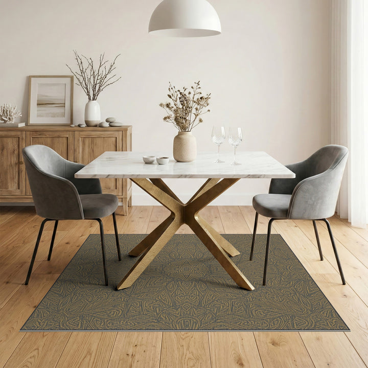 Gold and Silver Golden Medallion Traditional Persian Area Rug