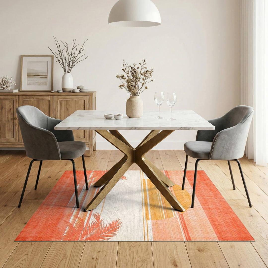 Sunset Palm Orange Area Rug