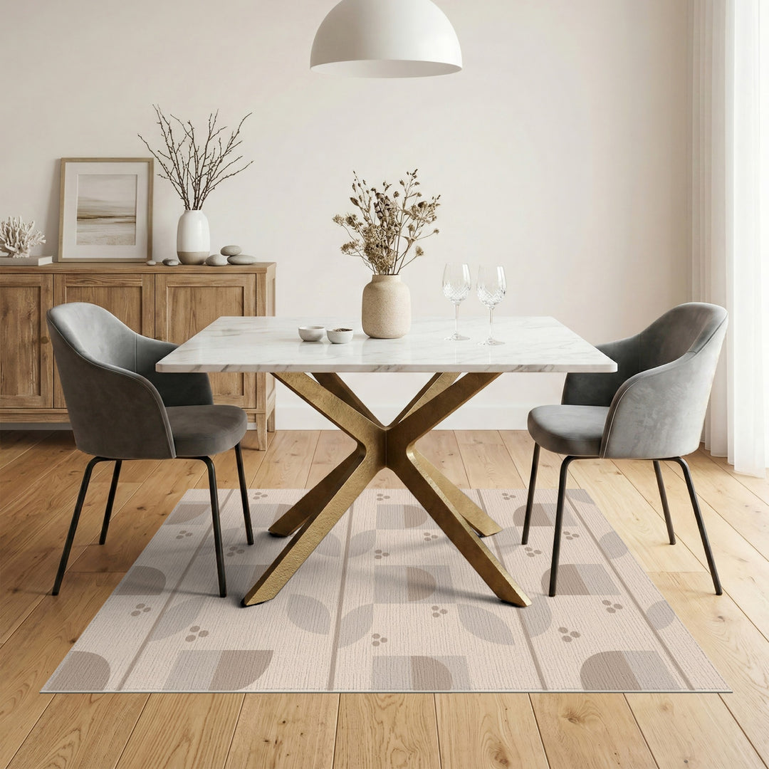 Beige Geometric Modern Area Rug