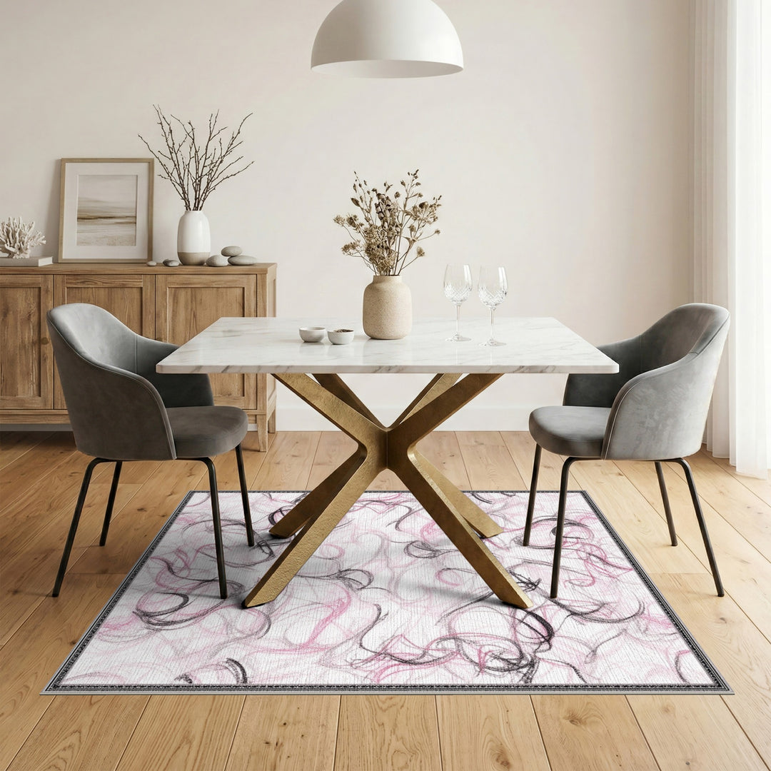 Pink Abstract Swirl Abstract Area Rug