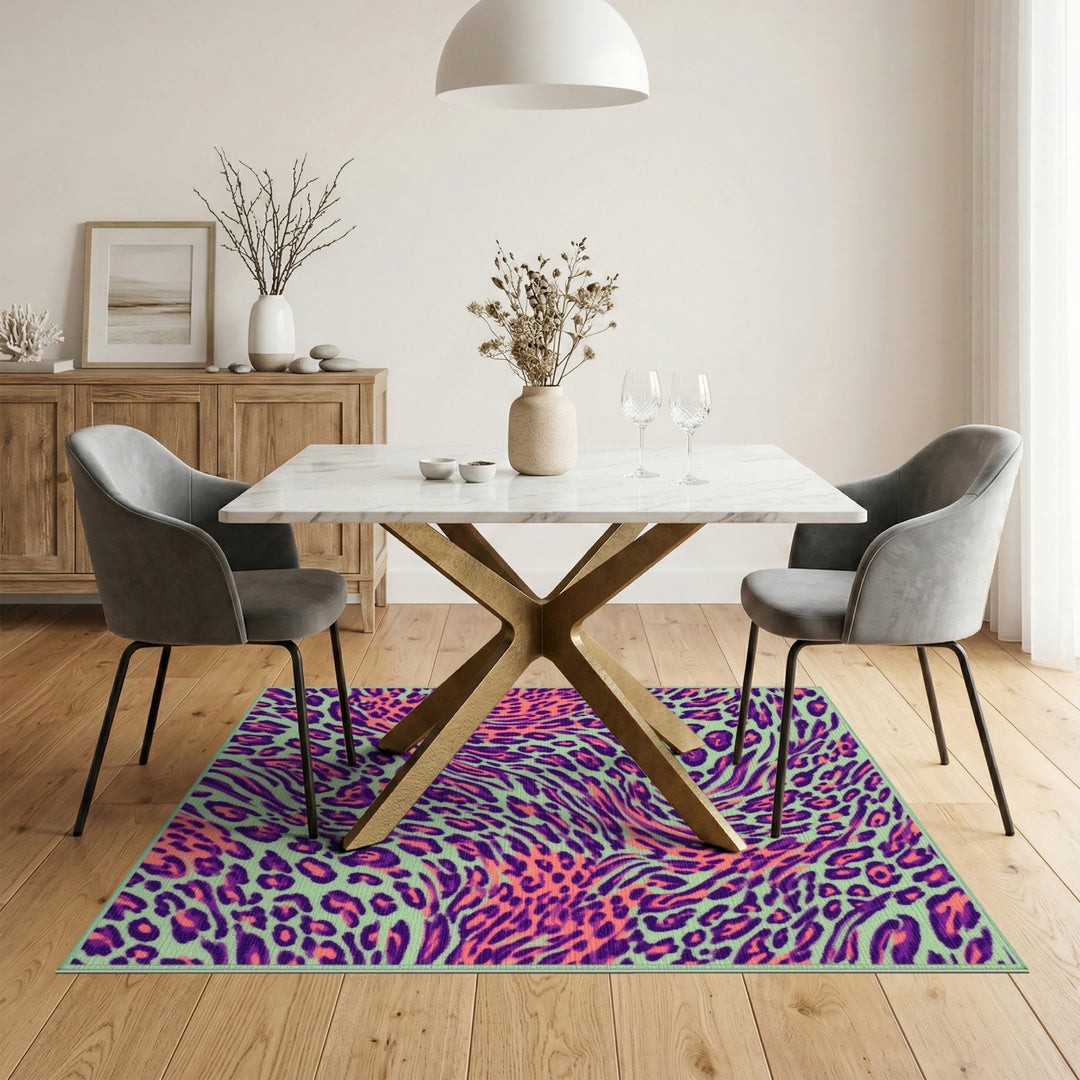 Neon Swirl Leopard Area Rug
