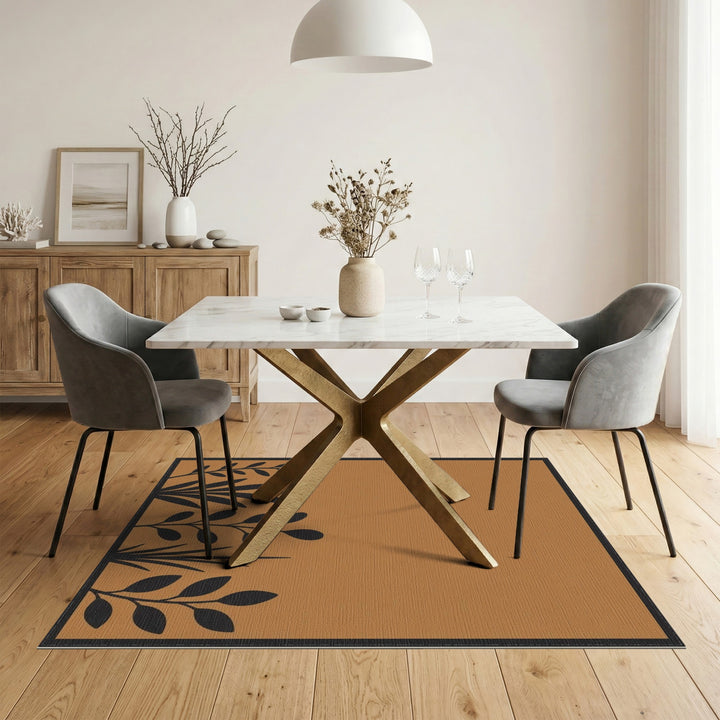 Brown Botanical Silhouette Area Rug