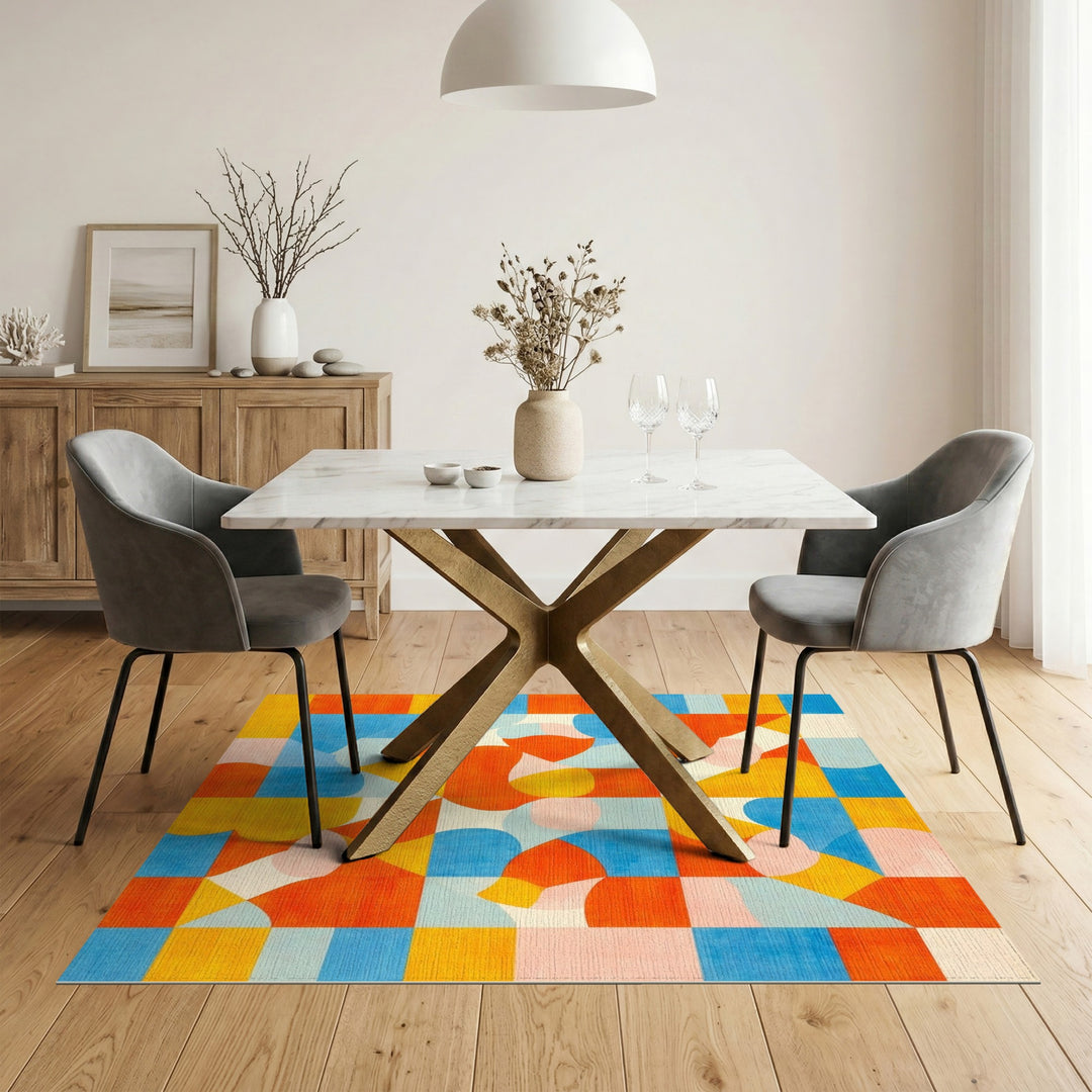 Vibrant Multi-Color Geometric Area Rug