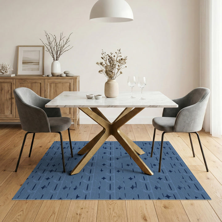 Geometric Modern Blue Geometric Star Area Rug