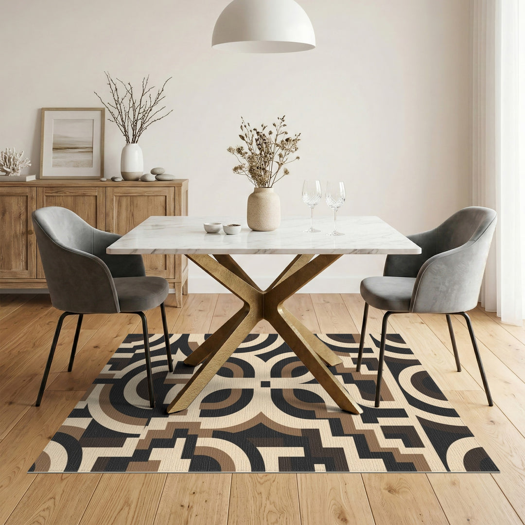 Modern Geometric Brown Area Rug
