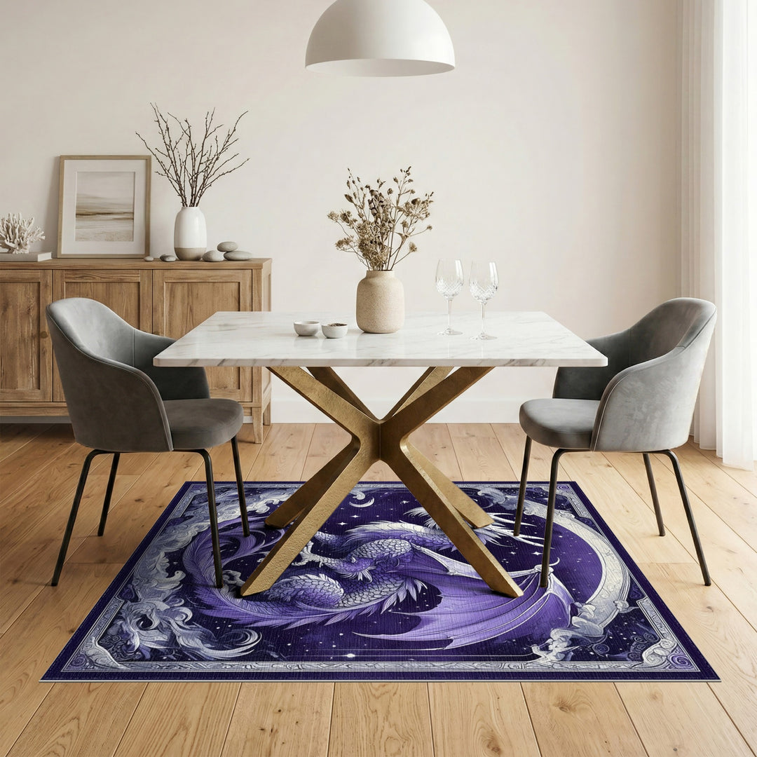 Celestial Purple Dragon Washable Area Rug