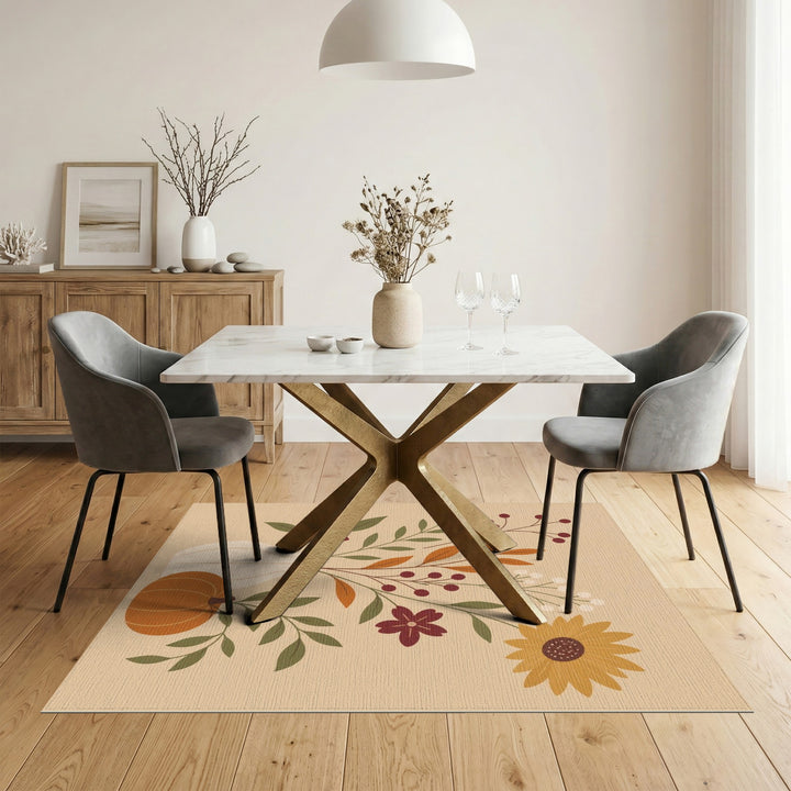 Fall Floral Pumpkin Area Rug