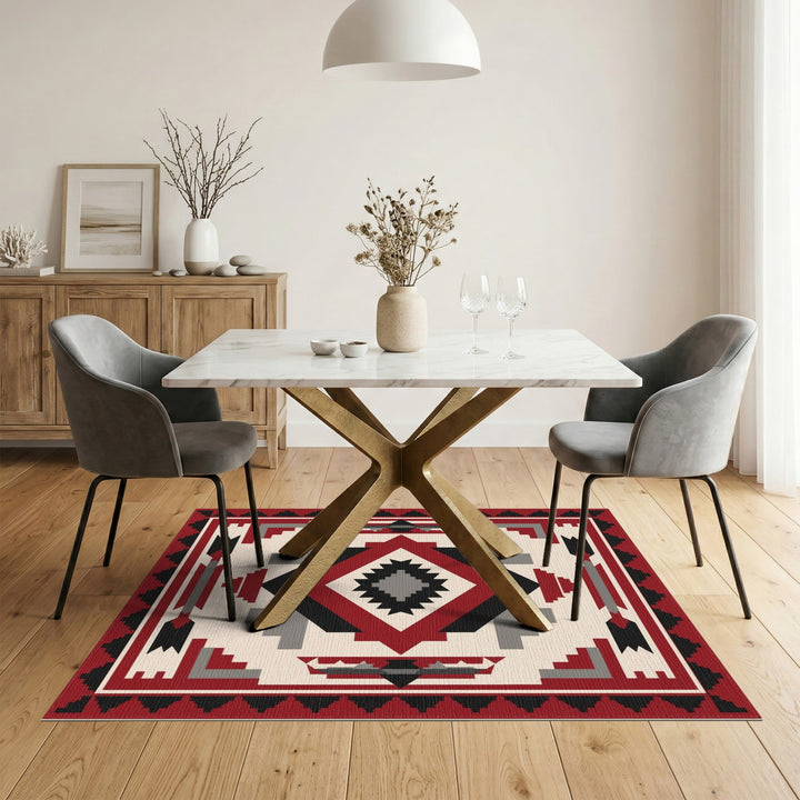 Red Southwestern Geometric Area Rug